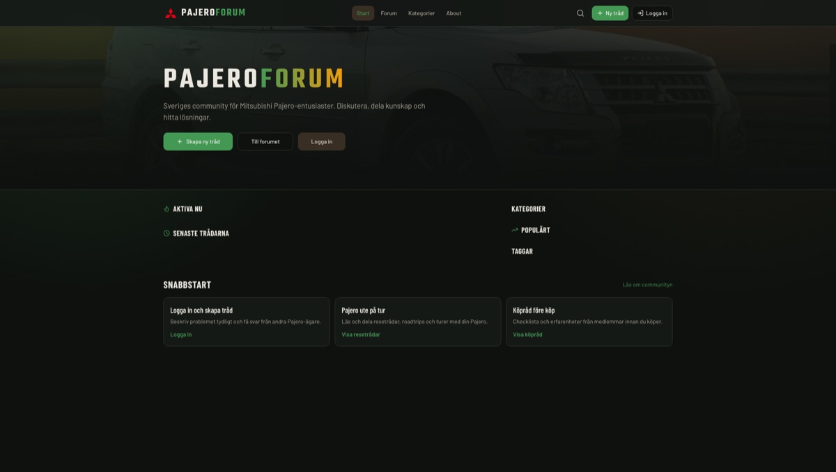 Startsidan för PajeroForum
