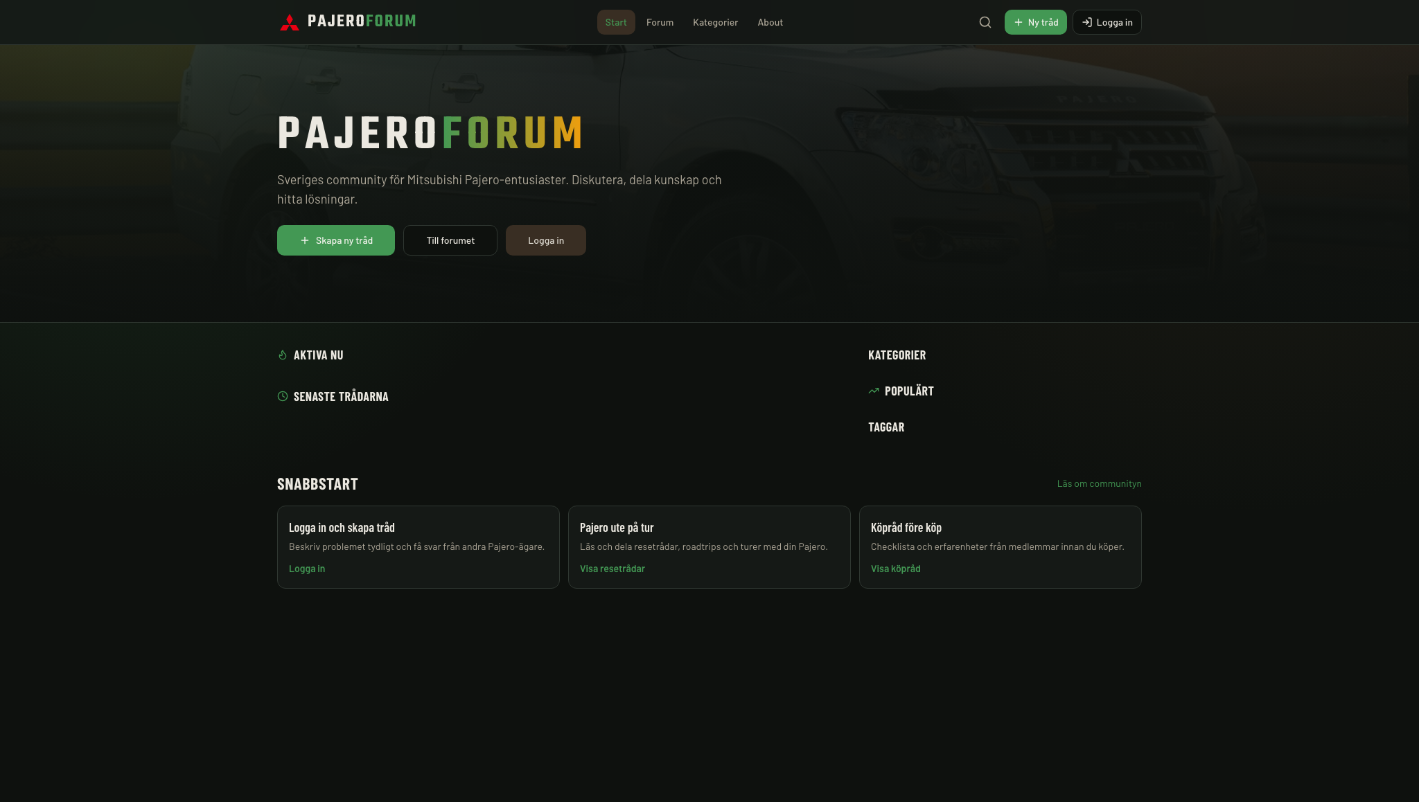 Startsidan för PajeroForum